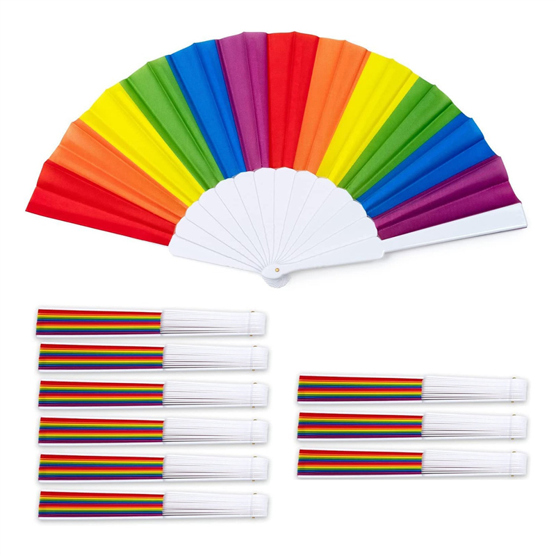 NAMUNY 10 Pack Rainbow Folding Fans , Hand Held Pride Fan Gay Pride LGBT Fans for Parties Festival Events Dance Supplies