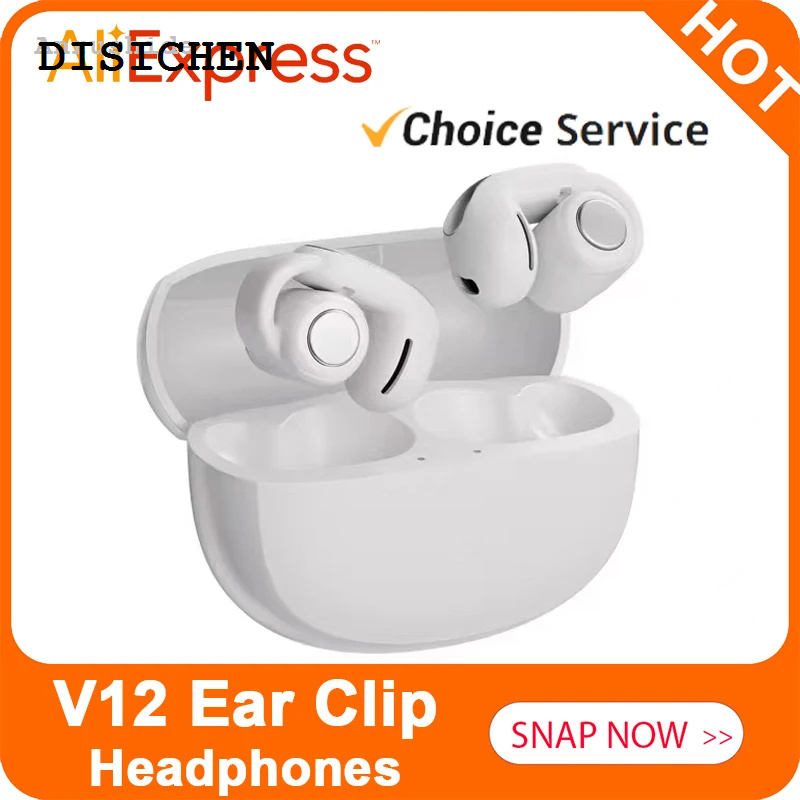 DISICHEN Fashion Anrushide New V12 Earphones Wireless Bluetooth 5.3 Open Headsets HiFi Stereo Luxury Sport Earbuds HD Mic Call Ear Clip Headphones for BOSE Ultra