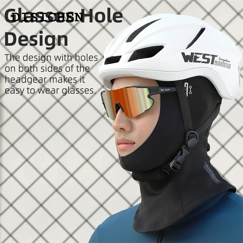 DISICHEN WEST BIKING Winter Fleece Balaclava for Cycling and Running Non-Slip Sport Caps Windproof Ear Neck Protection Thermal Sport Gear