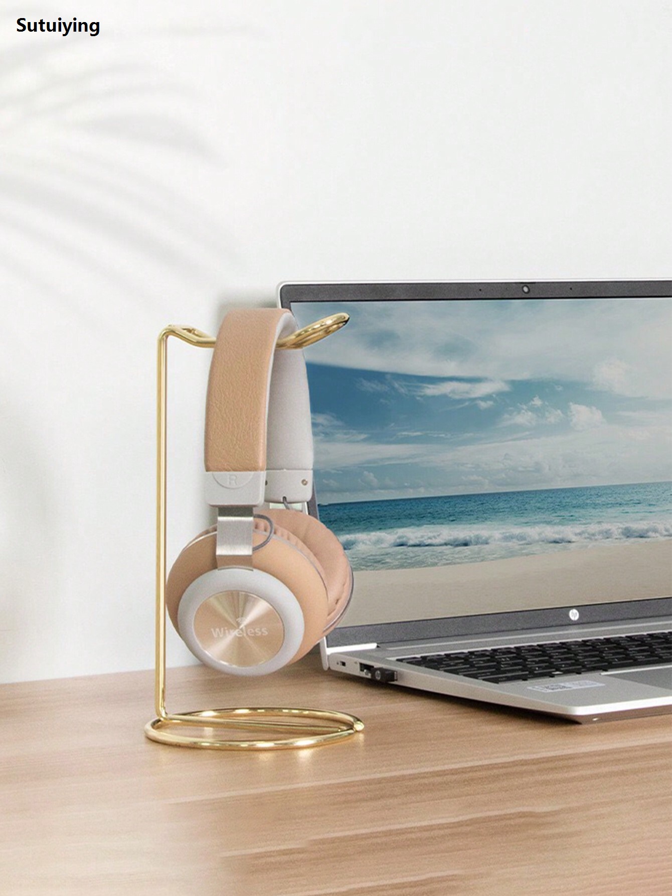 Sutuiying A metal base earphone stand, computer Original desktop rose gold earphone stand