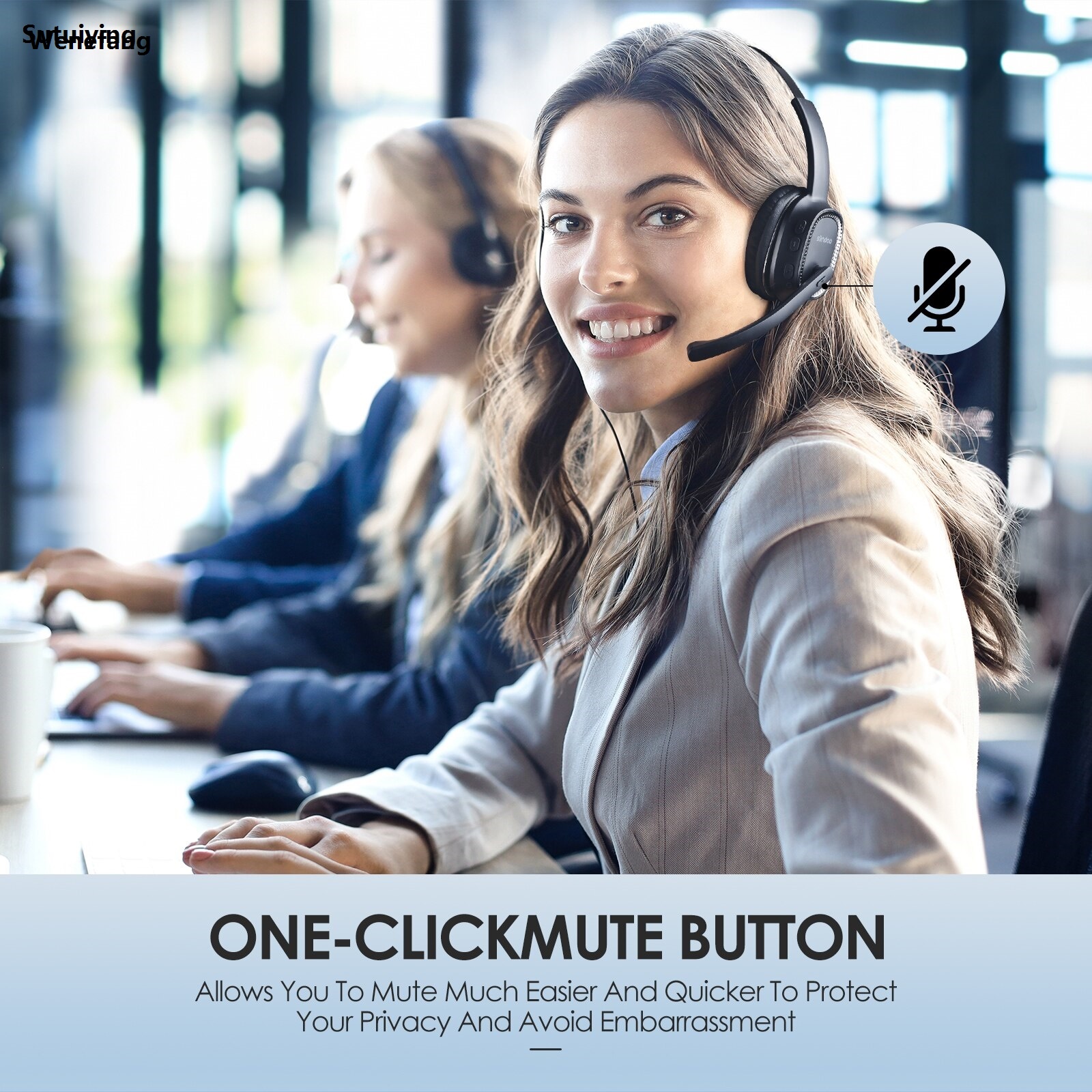 Wenefang Sutuiying Siindoo JH-101 Call Center Headset with Mic Noise Cancelling Headphones 2025 New 2025 New for Telephone Counselling Services, Insurance, Hospitals