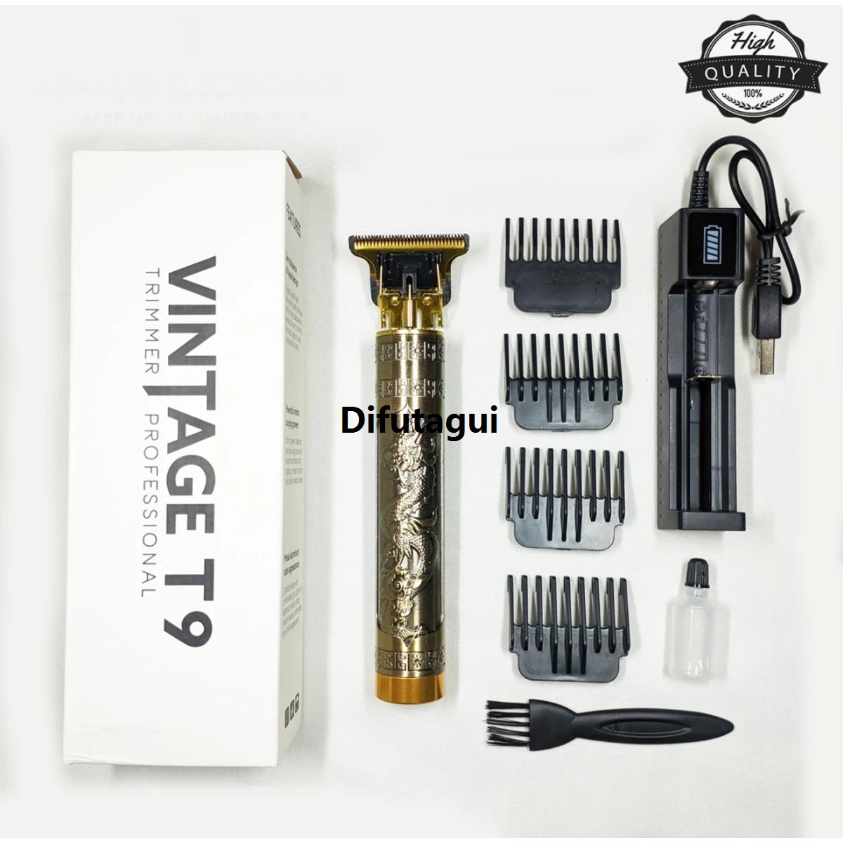 Difutagui New style Golden T9 Hair Clipper Hair Trimmer Professional - Special Rechargeable Beard Trimmer Styler - T Blade Titanium 0mm Cut