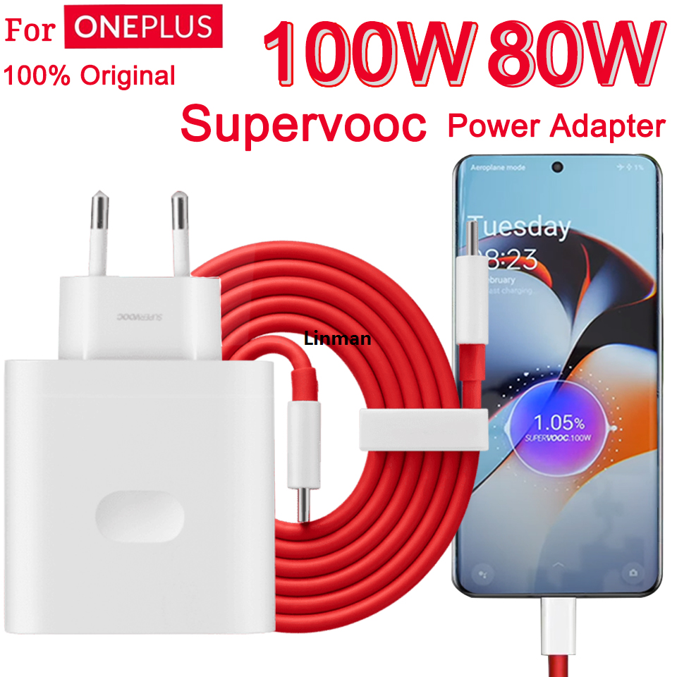 Linman Original Oneplus Charger Supervooc 100W Type-A Power Adapter EUAffordable US 80w Super Fast Type C Cable One Plus 12 11 10 Pro Nord CE 3
