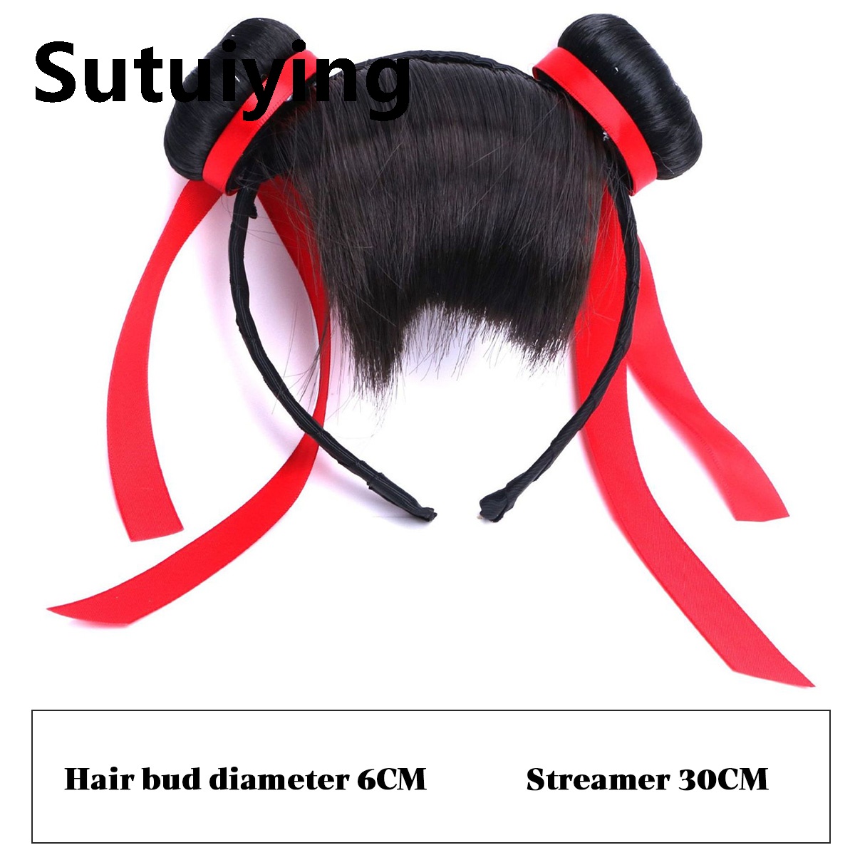 Sutuiying DIFEI synthetic Nezha headdress headband wig cute ball head Fifty percent discount children's headband red streamer movie cosplay wig