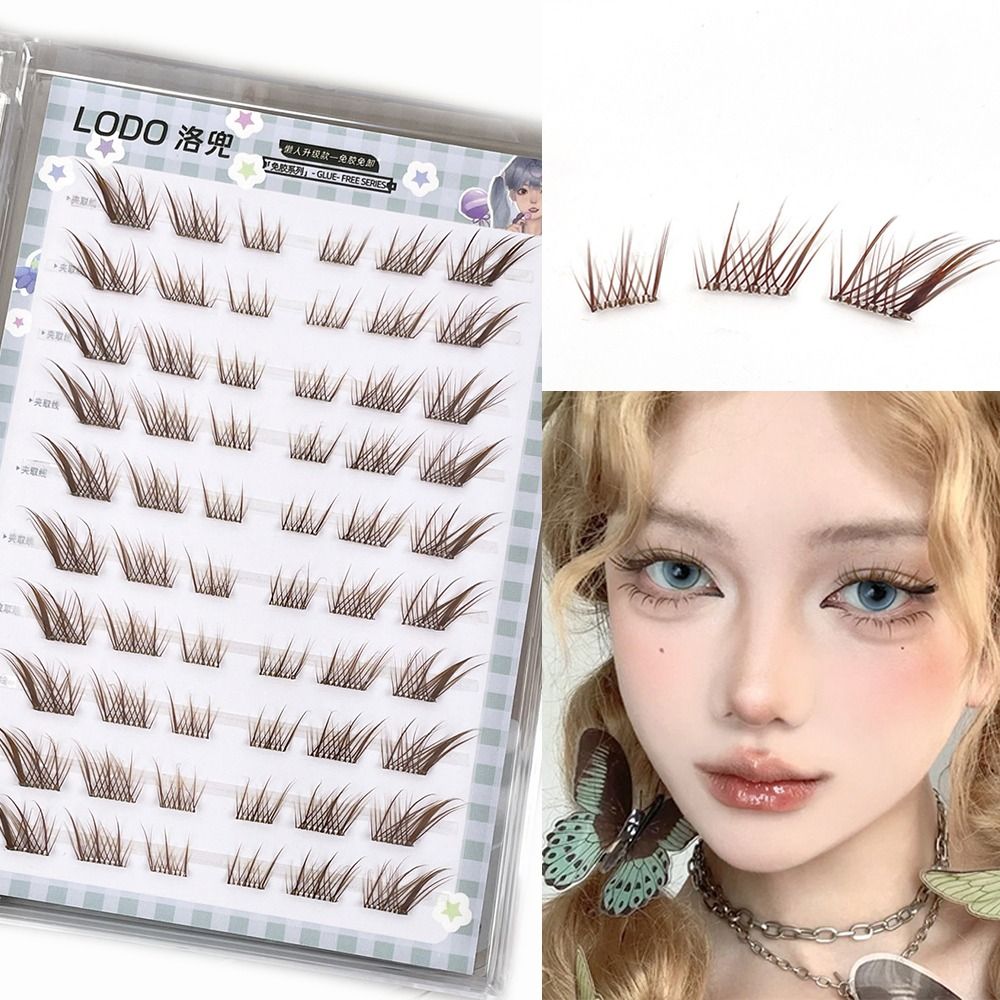 New Short Brown Brown Lash Clusters Natural Handmade Fox Cat Eye Lashes Wispy Individual Fake Eyelashes DIY Eyelash Extension