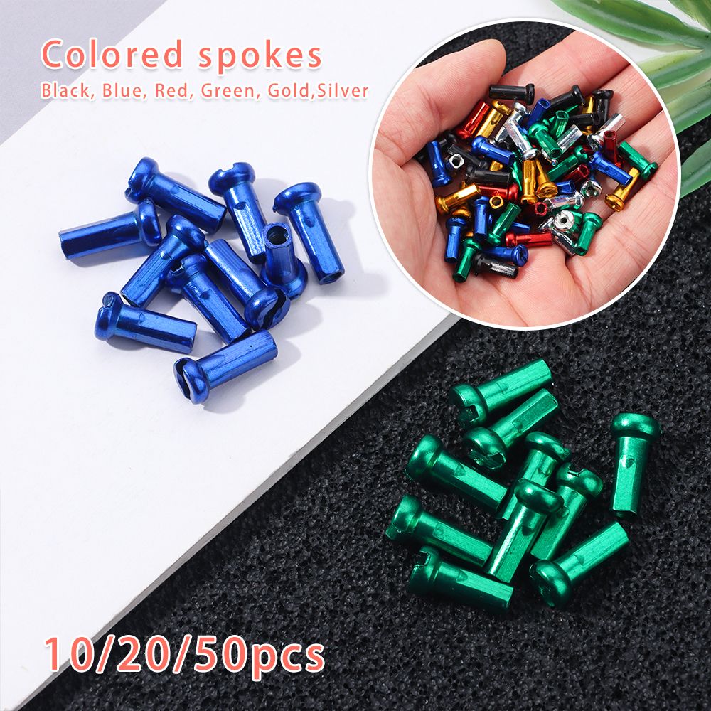 10/20/50pcs Outdoor Alloy Anodized 14mm Multicolor Cycling Spokes Nipples Bicycle Wheel Accessories Wheel Spoke Nipples
