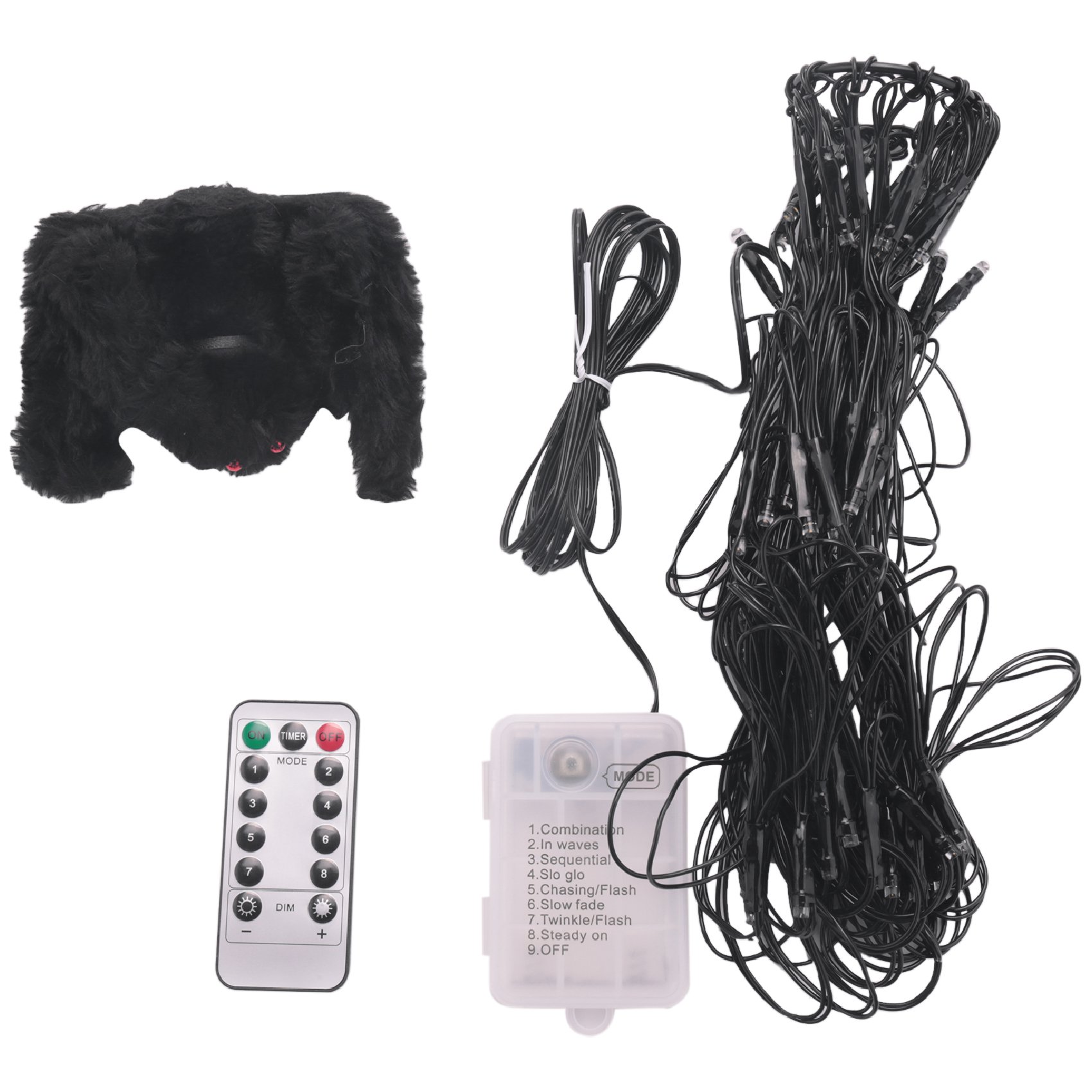 Halloween LED Spider Web String Light with Remote Control 8 Modes Net Mesh Atmosphere Lamp Outdoor Indoor Decor B