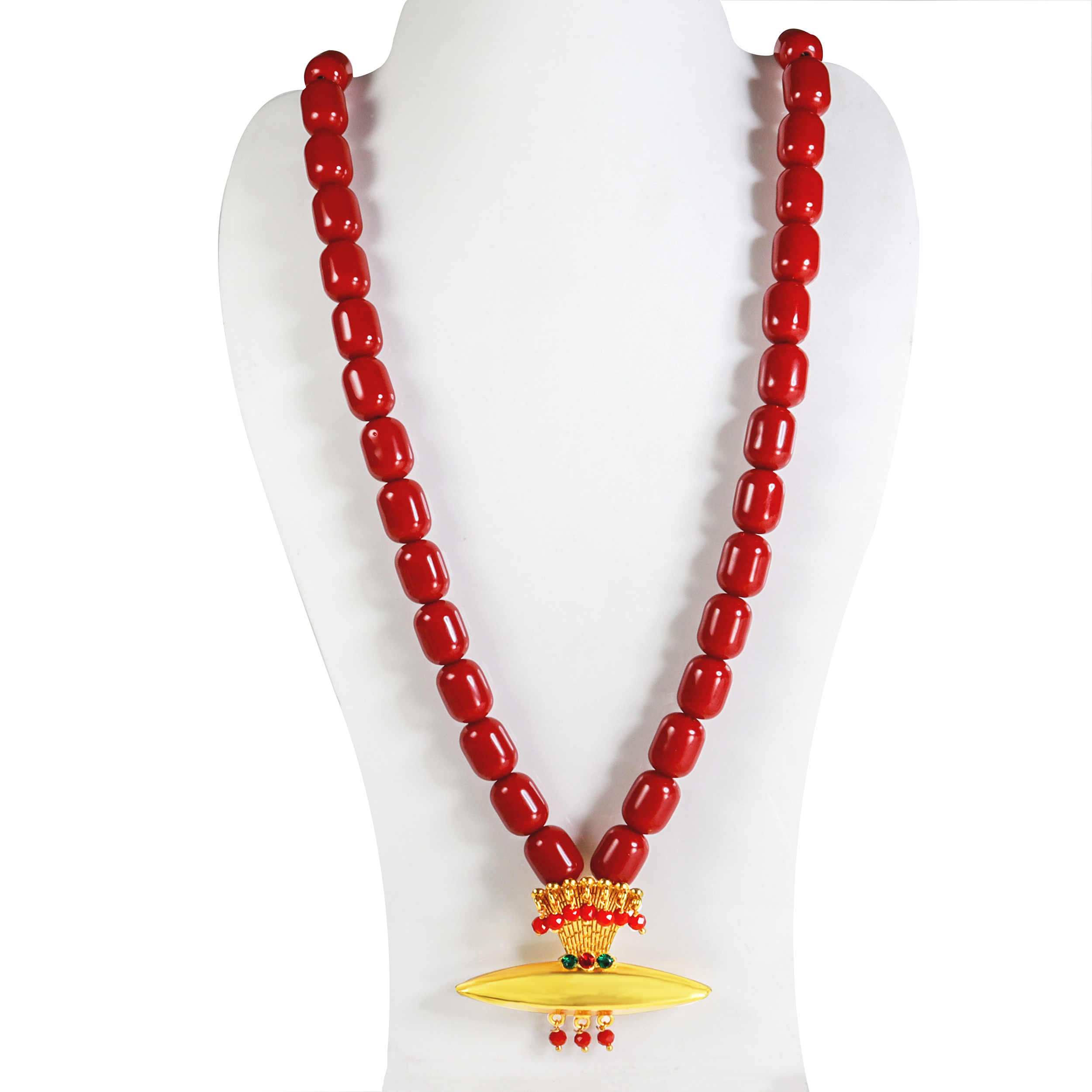 Traditional Gold Plated Panchadhatu Taayou With Mala For Women