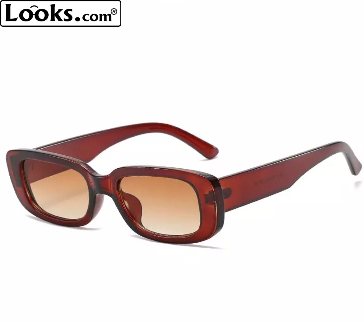 New Fashion Trendy Vintage Brand Designer Retro Brown Rectangular Frame Brown Premium Sunglasses