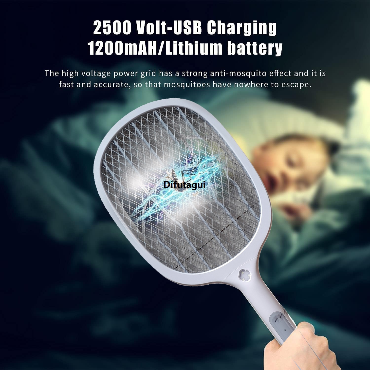 Difutagui Mosquito Bats Racket Killer Five Nights Mosquito Killer Racket Rechargeable Handheld Luxury Electric Fly Swatter Mosquito Killer Racket Poop Bags Waste Bags (Multi)