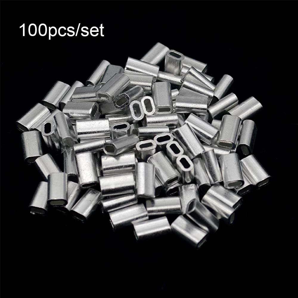 Durable Oval Stainless Steel Wire Crimp Connector Double Aluminum Tube Fishing Wire Tube Line Crimping Sleeves