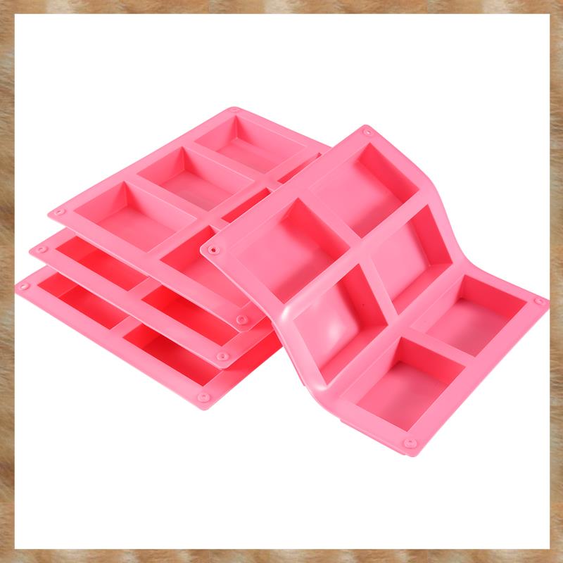 Kqueebee 4 Pack Silicone Soap Molds - 6 Cavity Rectangle DIY Soap Molds For Cake, Cupcake, Muffin, Coffee Cake, Pudding and Soap