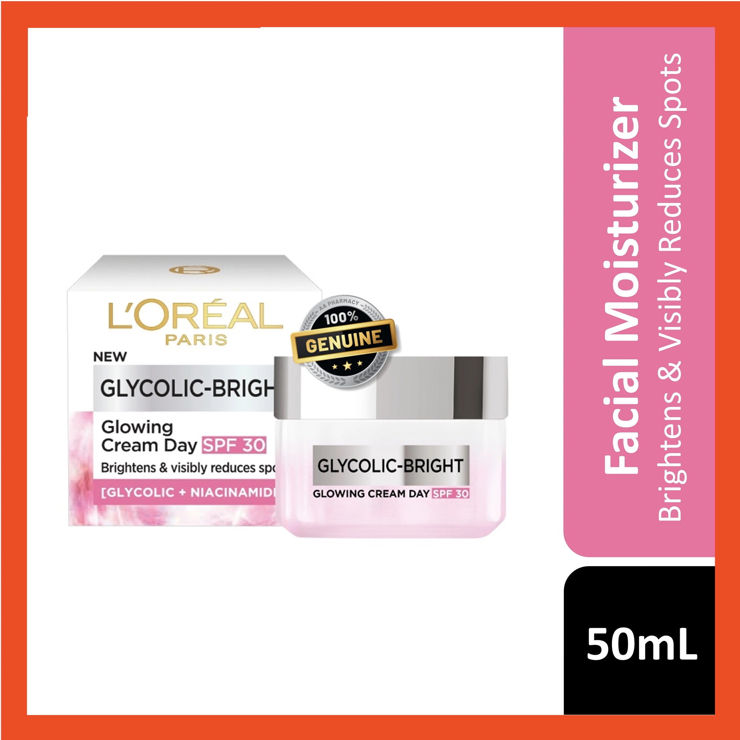 LOreal Paris Glycolic Day Cream SPF 30 with Glycolic Acid & Niacinamide (50ml)