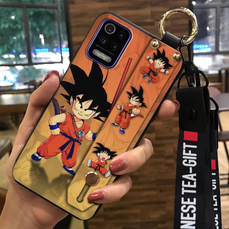 Anti-dust Back Cover Phone Case For LG K52/Q52/K62/K62+ Wrist Strap Kickstand Phone Holder Cute Durable Anti-knock ring