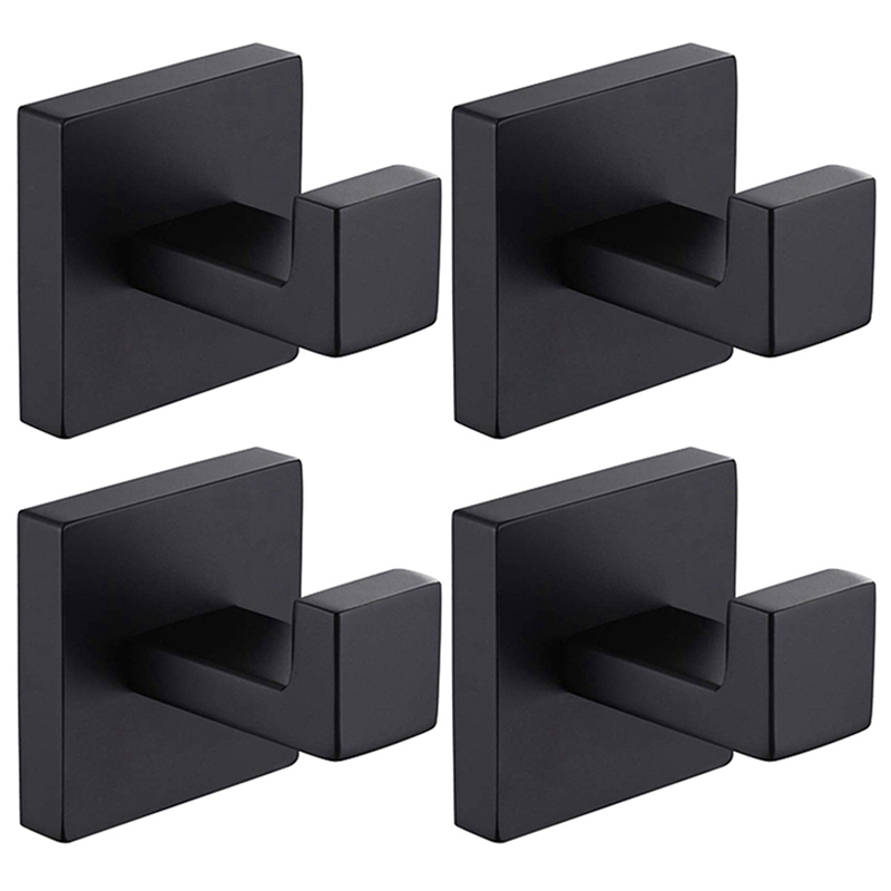 8 Pack Matte Black Towel Hook Stainless Steel Bathroom Rust Proof Clothes Towel Coat Hook Wall Mounted