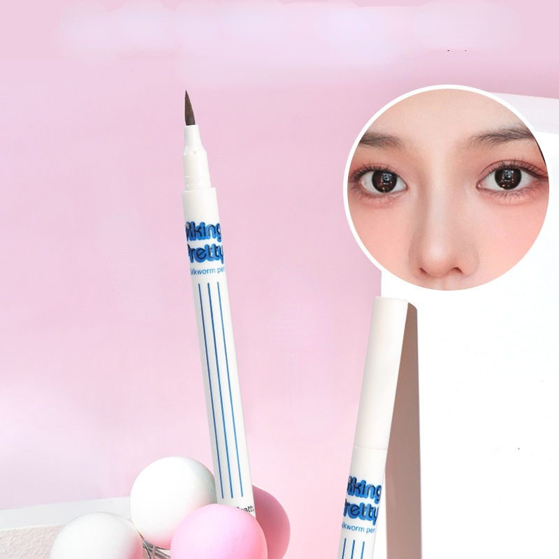 Linman Wenefang Fashion 2pcs Double Eyelid Liner Intense Brown Eyeliner Lash New style Glue Pen Lying Silkworm Eyeliner Waterproof Eye Bag Makeup Pencil Tool