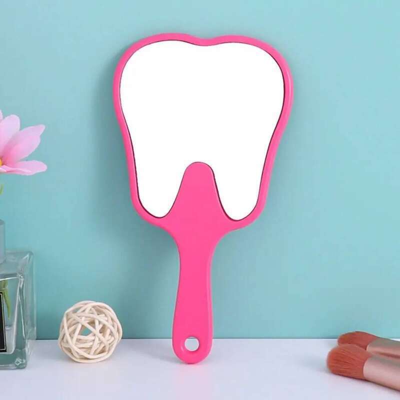 Plastic Tooth-shaped Durable Lightweight High-definition Portable Makeup Mini Handheld Sector Mirror Women