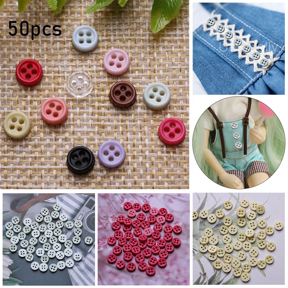 50pcs 6mm Craft Accessories Clothing Sewing Buckle Plastic Buckles DIY Doll Clothes Mini Buttons