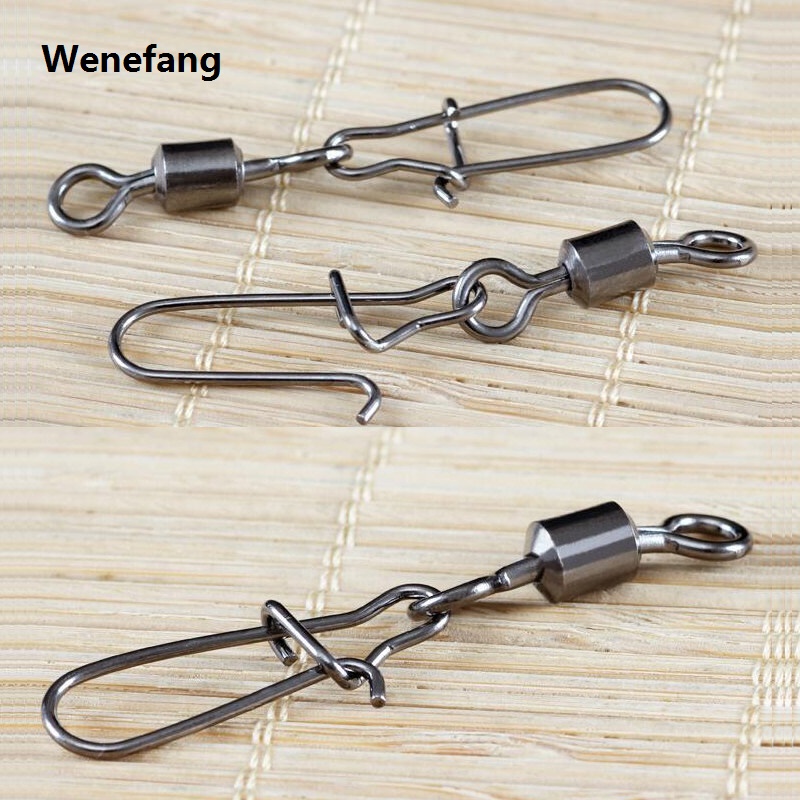 Wenefang 50 pcs Stainless Steel Fishing Connector Pin Bearing Rolling Luxury Swivel Snap in Box Fishing Tackle Accessories For Lure Hook