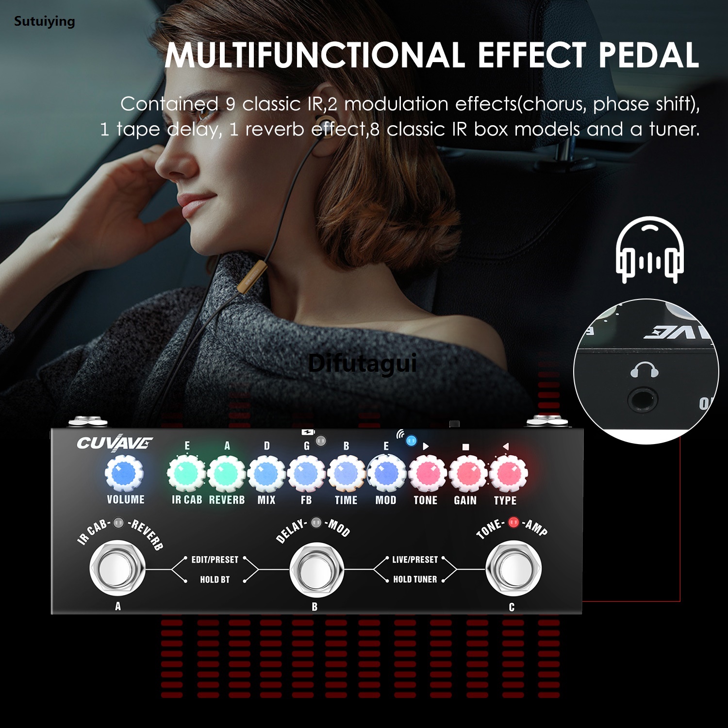Difutagui Cuvave CUBE BABY Guitar Multi Effects Pedal Phone Recording Function 2025 New Hot Selling with 8 IR Cabinets Simulation M-VAVE Rechargeable Pedal