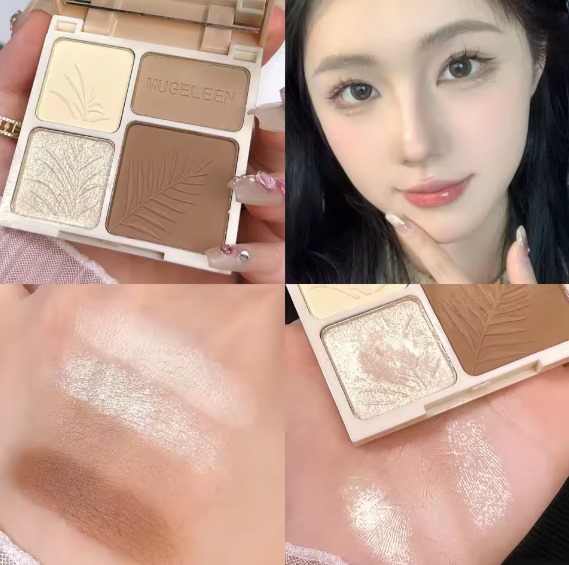 99 Stores Offer - All-in-One Contour & Highlighter Palette - Illuminate Shimmer Glow Powder + Matte Shadows - 4 Colors for Long-Lasting Radiance By 99 Stores