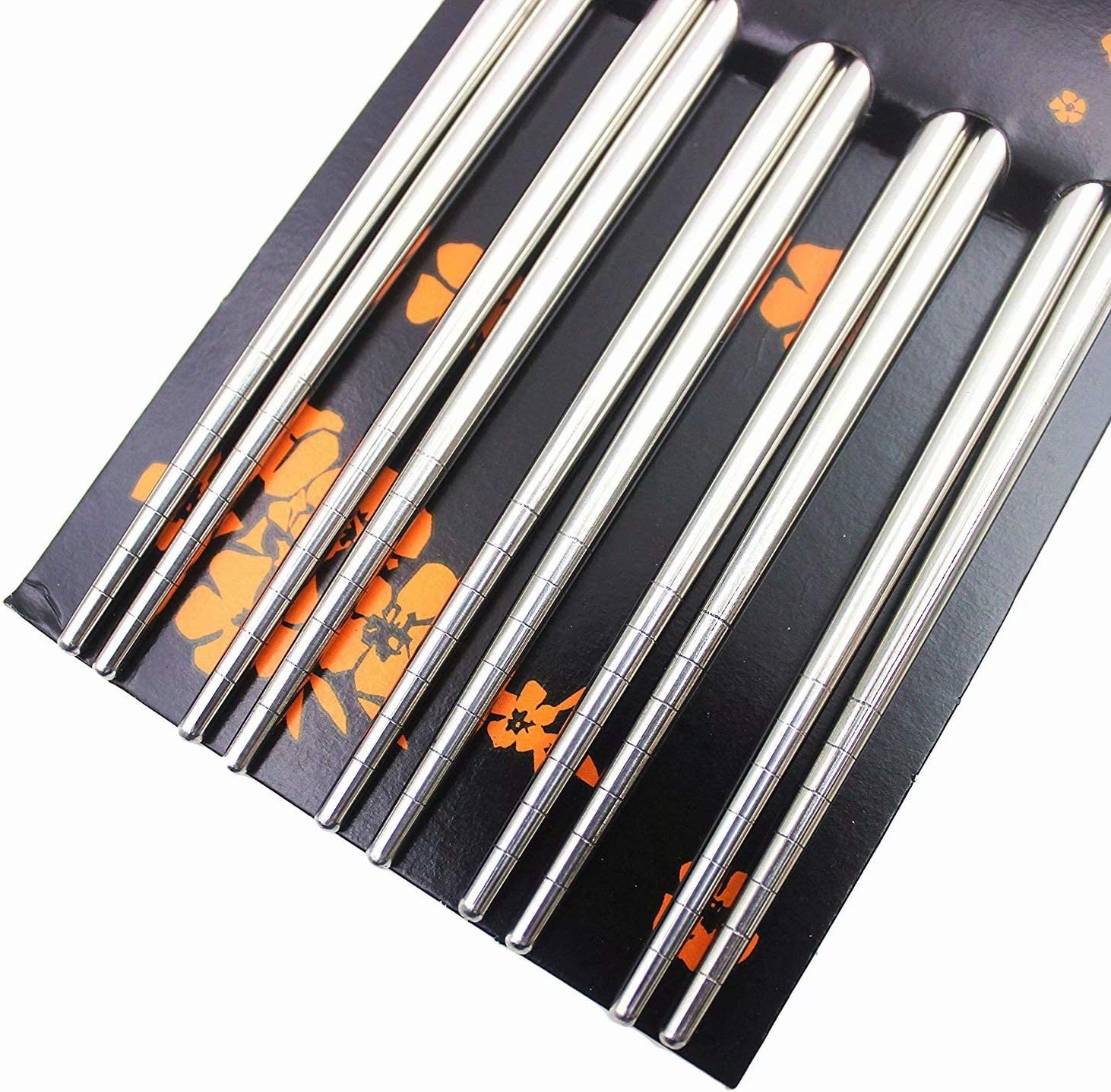 5 Pairs Reusable Non-Slip Stainless Steel Chopsticks - Durable, Stylish, and Slip-Resistant