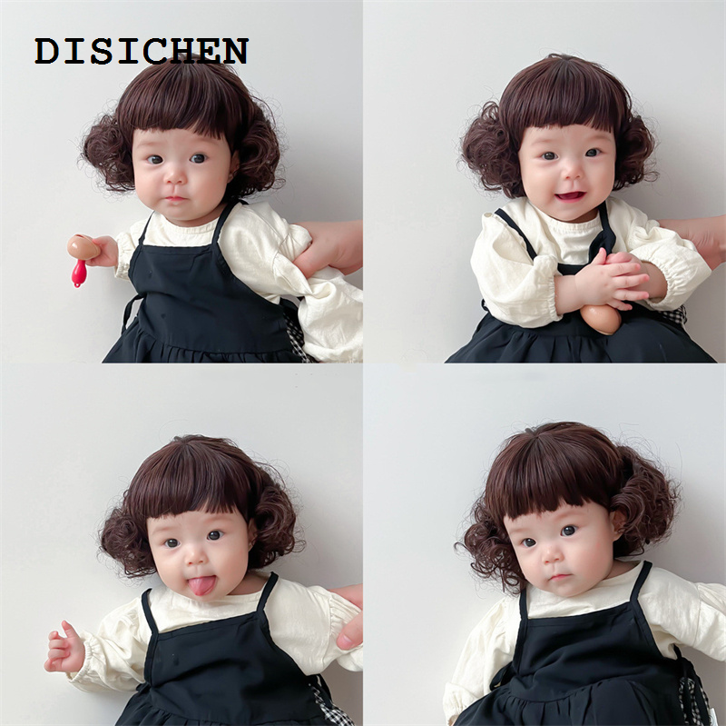 DISICHEN Portable Cute Hair Accessories Baby Boy Girl Cosplay Wig Hat Cap Hairpiece New Year Christmas Children Kids Headwear Photograph Props