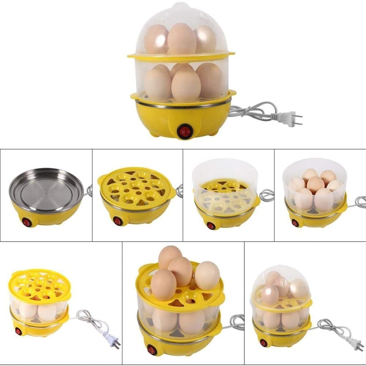 Double Layer Egg Boiler/Cooker for Kitchen/Outdoor Multifunctional Double Layer 14 Egg Electric Egg Boiler Cooker Mini Steamer Poacher Cookware Kitchen Cooking Tool