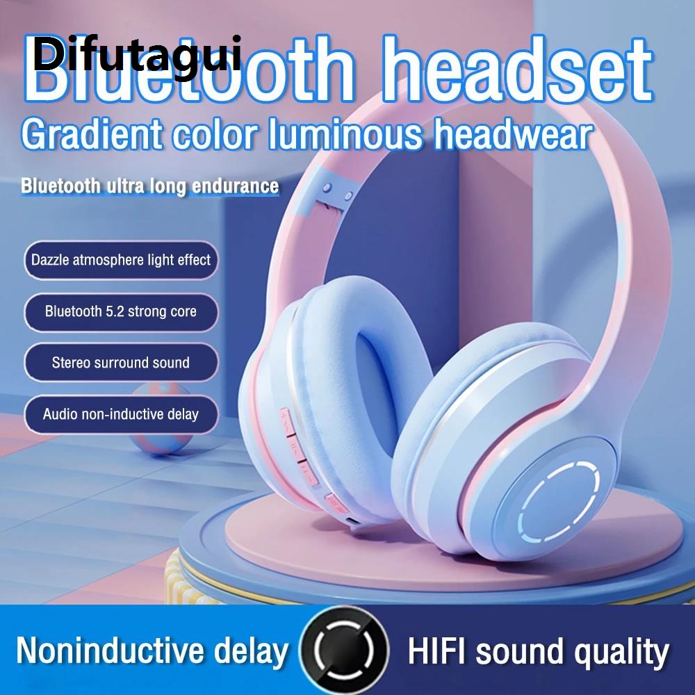 Difutagui Thing Cute Christmas Gift With Microphone Game LED Light Color Changing Bluetooth Headset 2024 Progressive Wireless Music Headset Player Headset Kids