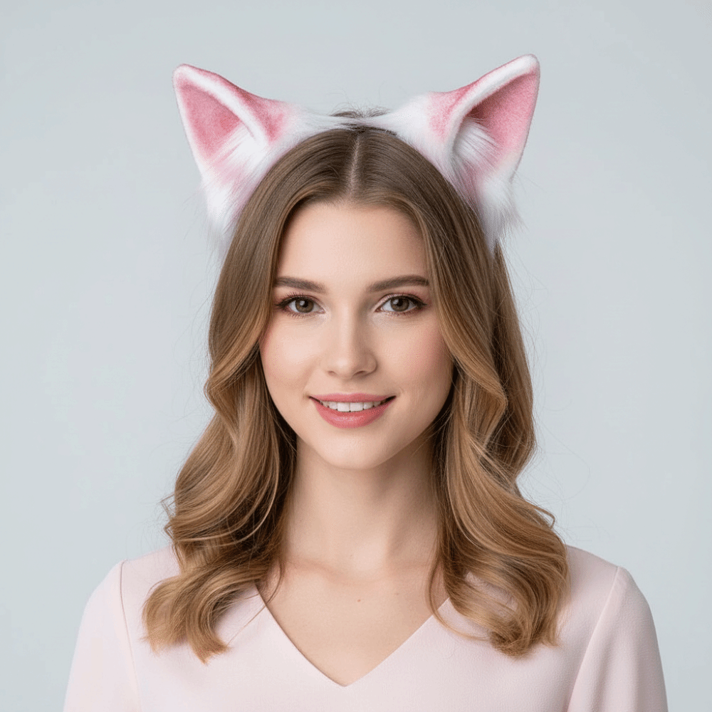 Anime Hair Hoop Gradient Color Faux Fur Cat Ears Fluffy Realistic Texture Lightweight Cosplay Ears Hair Hoop Flexible Comfortable Handmade Animal Headband Cute Girls Teens