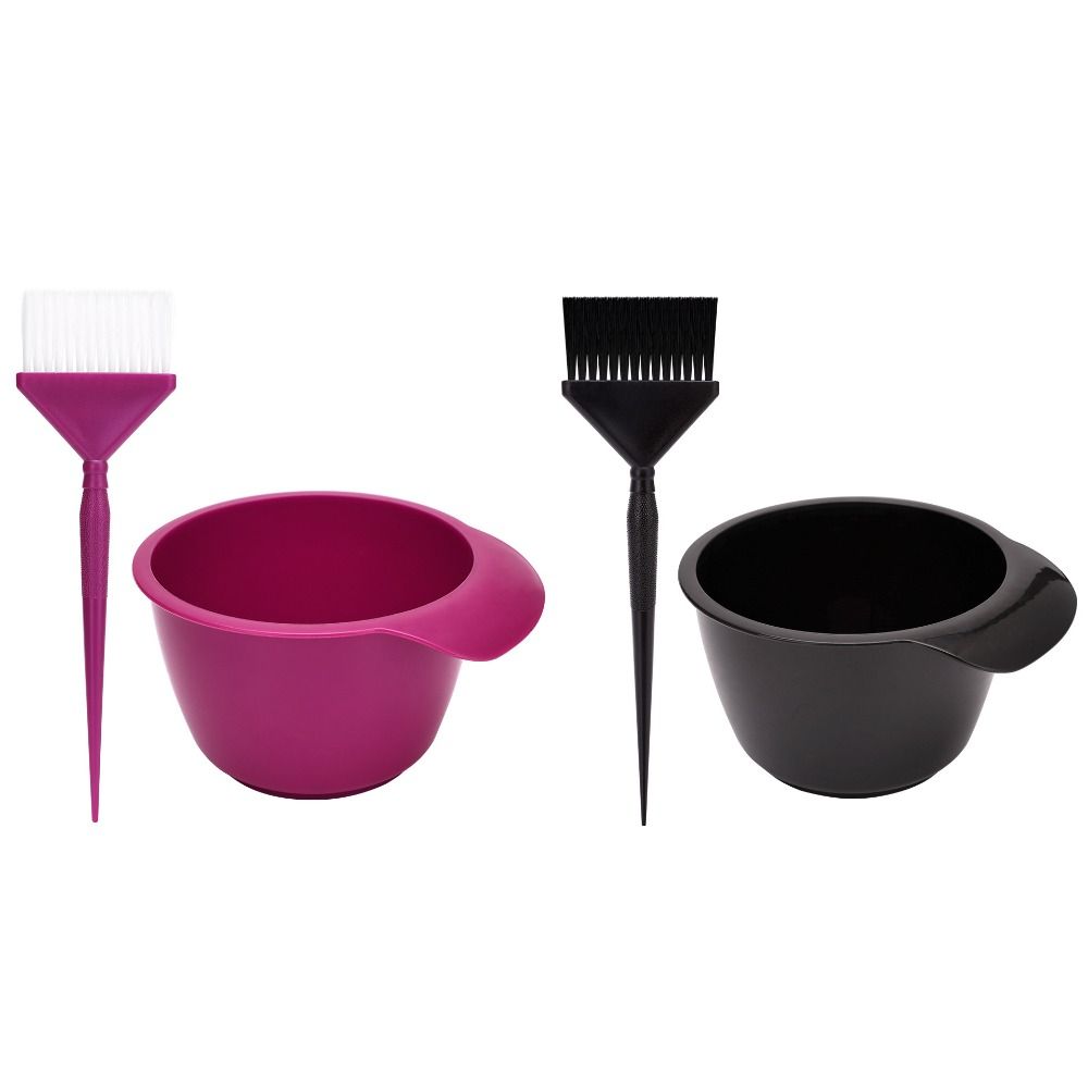 2pcs/set Applicator Plastic Hair Dye Brush Bowl Set Anti-Static Anti-slip Coloring Hair Dye Brush and Bowl Durable Hair Tint Tool Home