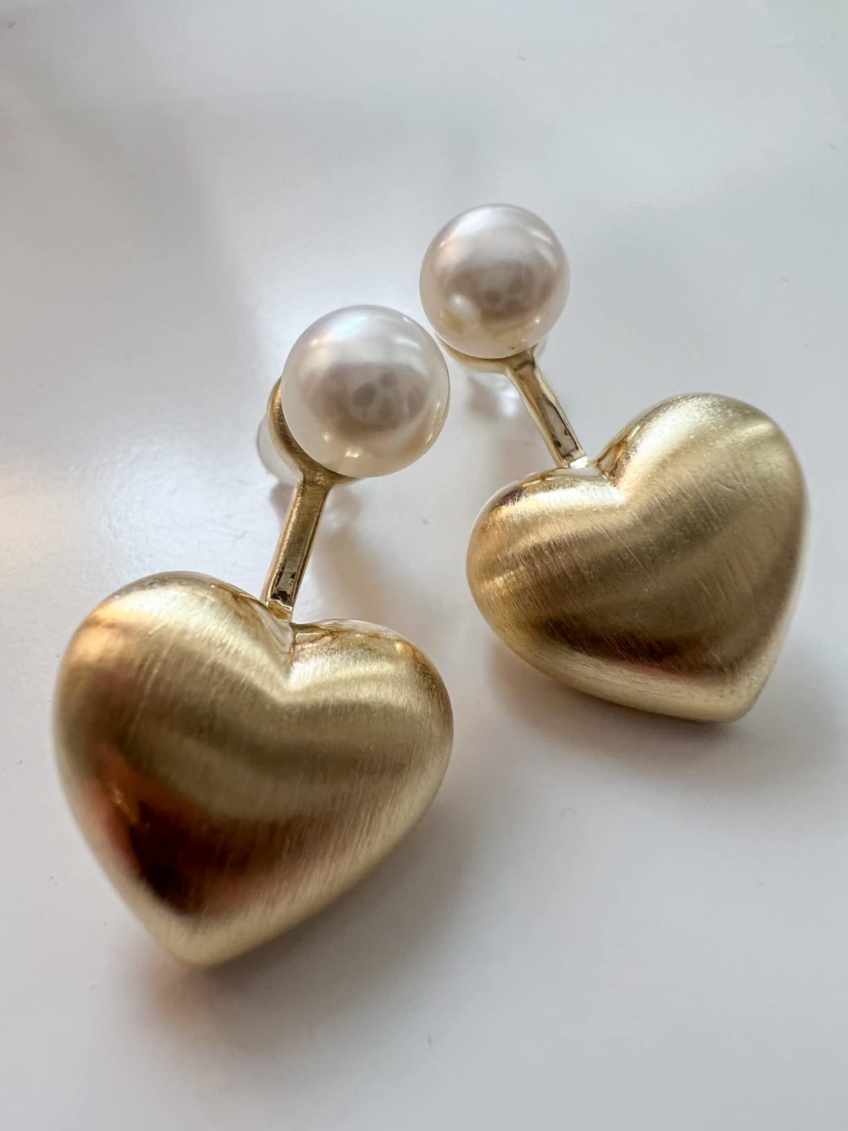 Earrings for girls Golden Hearts Freshwater Pearl Front Back Danglers Earrings For Women