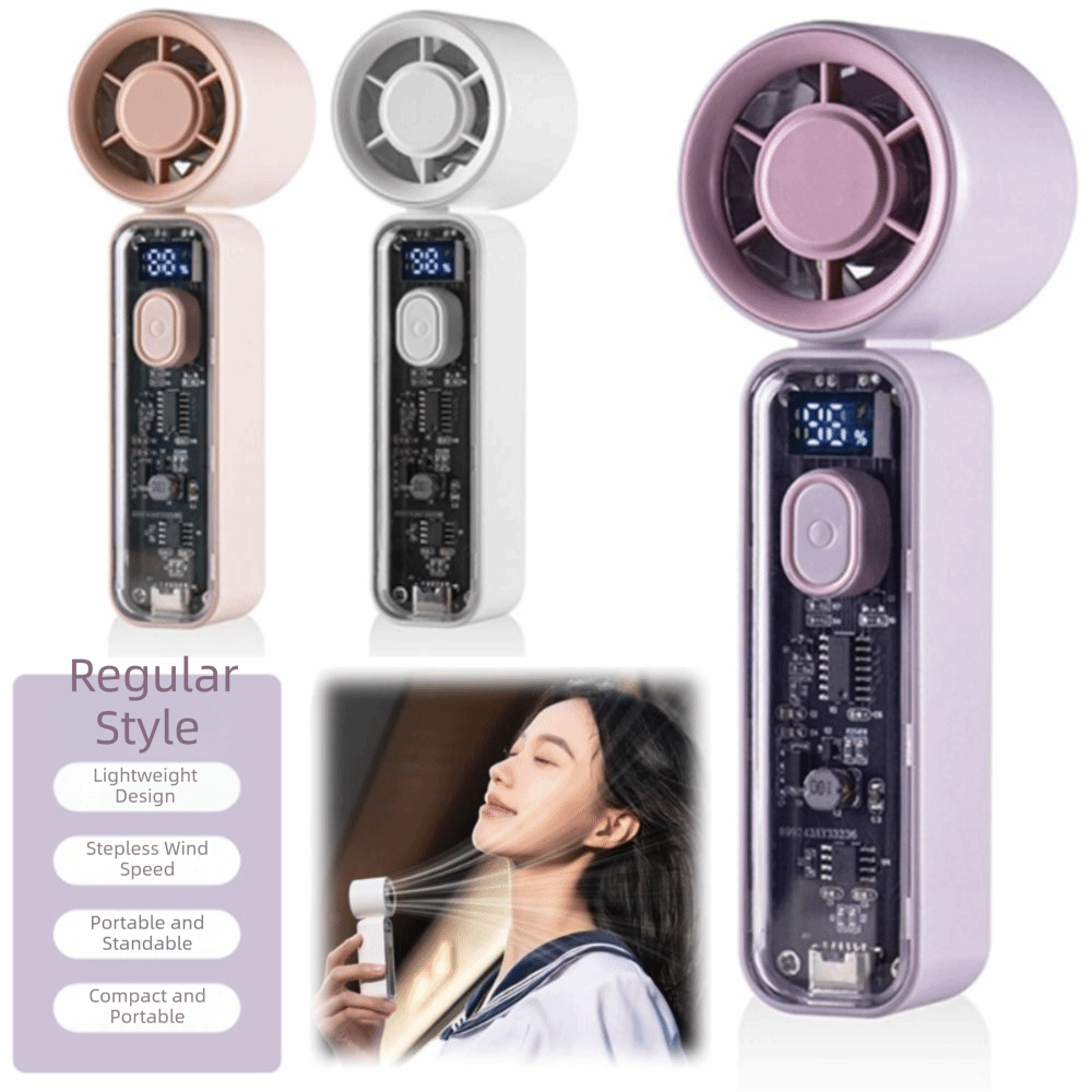 Low Noise Digital Display Refrigeration Electric Fan High Wind Speed Ice Cool Function Personal Cooling Fan Portable Quiet Operation Pocket Turbo Fan Camping
