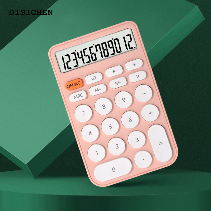 DISICHEN Luxury Pocket Calculator, Mini Standard Function Desktop Calculator 12-Digit Handheld Phone Size Calculator for Learning Office