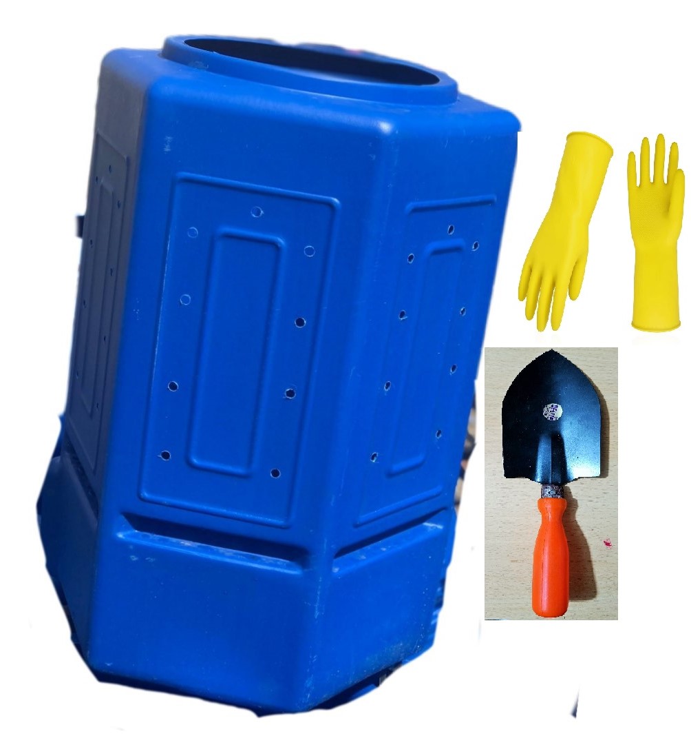 Compost Bin With Compost Picker Trawel and 1 Pair Reusable Gloves