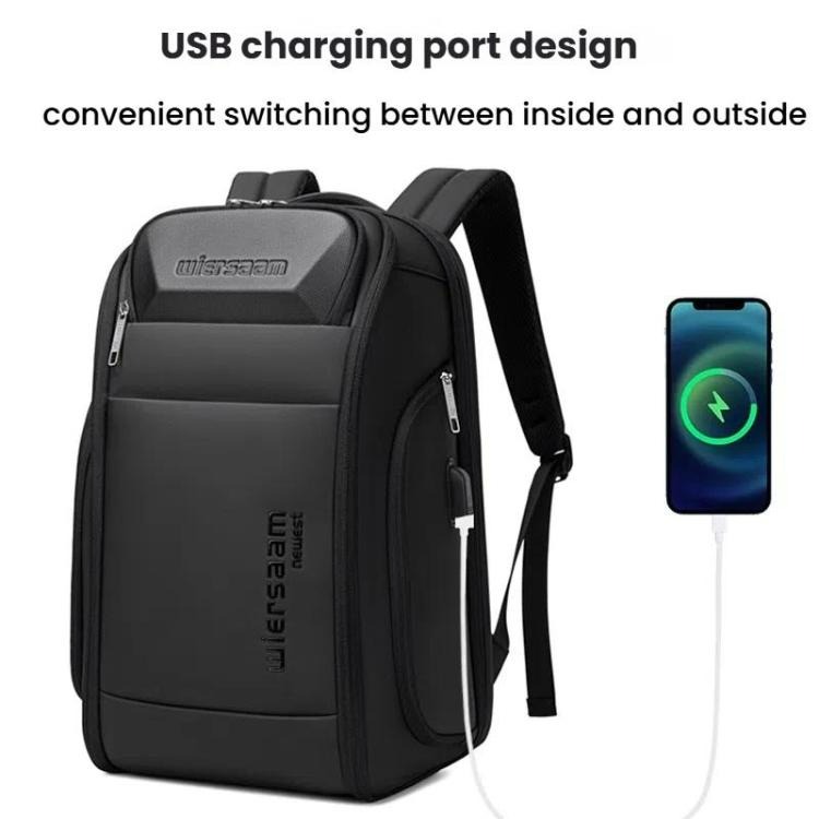 Wiersaam Laptop Bag For Men Waterproof Anti Theft Backpack With USB Charging Port Password Lock 15.6 Inch Travel Bag