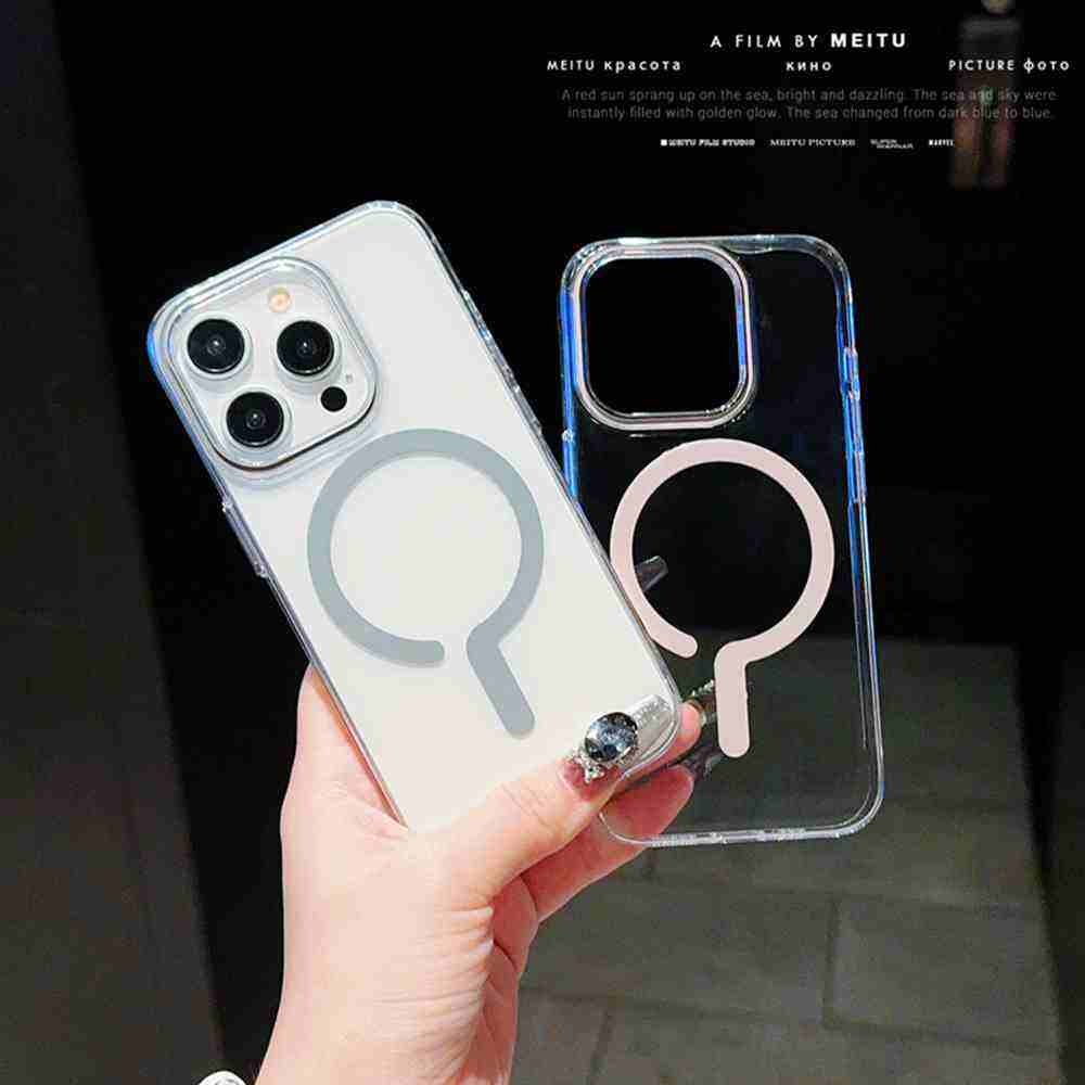 HODON Fashion Anti-slip Clear Magnetic Phone Case For iPhone 12 13 14 15 16 Pro Max 15 16 Plus Cases Luxury Transparent PC Shockproof Cover