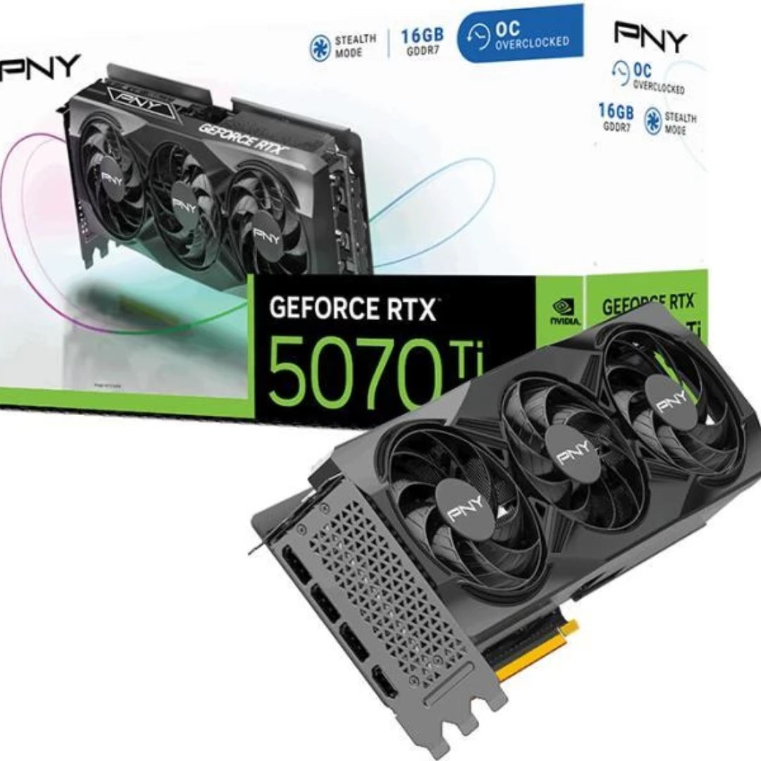 PNY GEFORCE RTX 5070TI 16GB TRIPLE FAN OVER CLOCKED ARGB GRAPHICS CARD