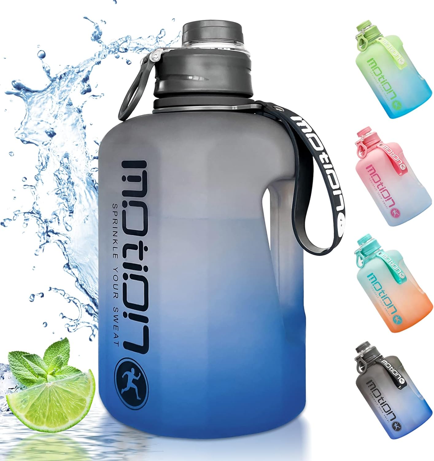 Spn'S Sports Water Bottle 2.2 L - Water Bottle Fitness, Large Sports Bottle, Water Bottle Sport 2.2 Litres, BPA-Free, Leak-Proof, Gallon Water Bottle for Fitness, Sports, Gym, Office, Outdoor and Camping