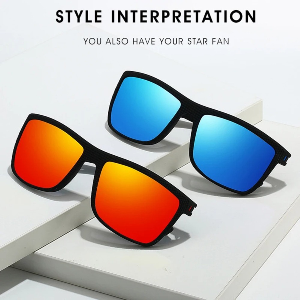 Retro Square Polarizing Lens Sunglasses UV400 Large Frame UV Resistant Cycling Glass Lightweight UV Protection Outdoor Sport Goggle Fishing