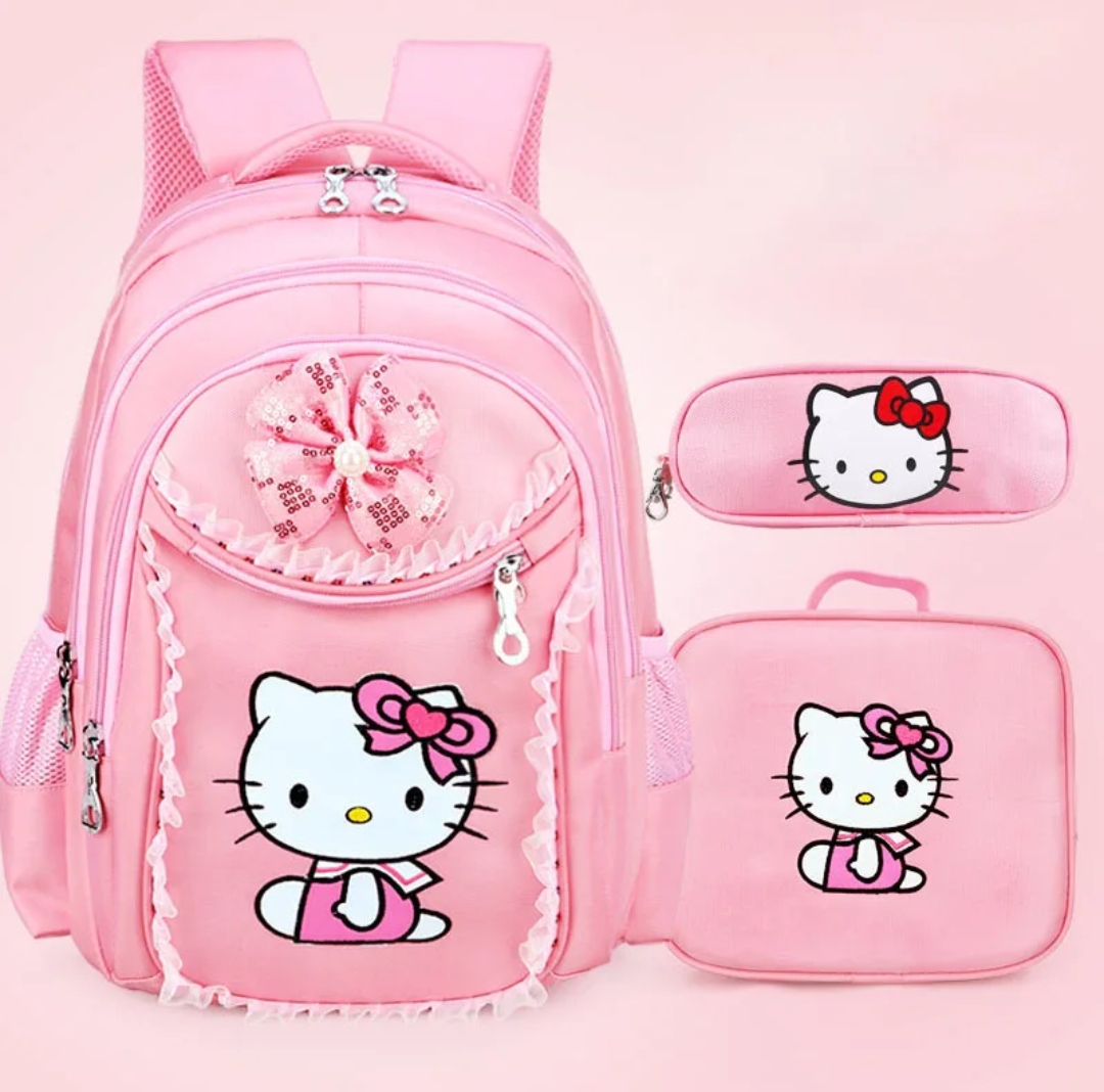 Simplicity Lightweight Large Capacity Girl Student School Bag Cute Little Bear Solid Color Colorful Children Backpack For Women