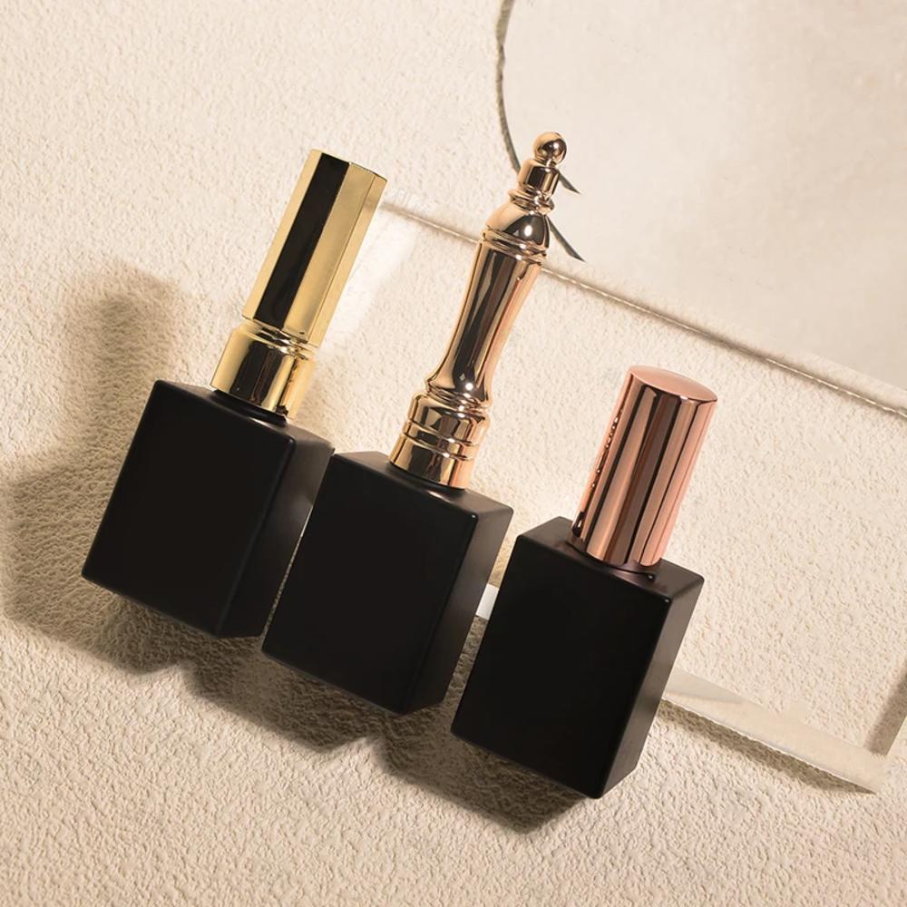 Black Nail Polish Bottle Refillable Glass Empty Nail Bottle 15ml Large Capacity Nail Glue Bottle for Nail Salon Use Diy Nail