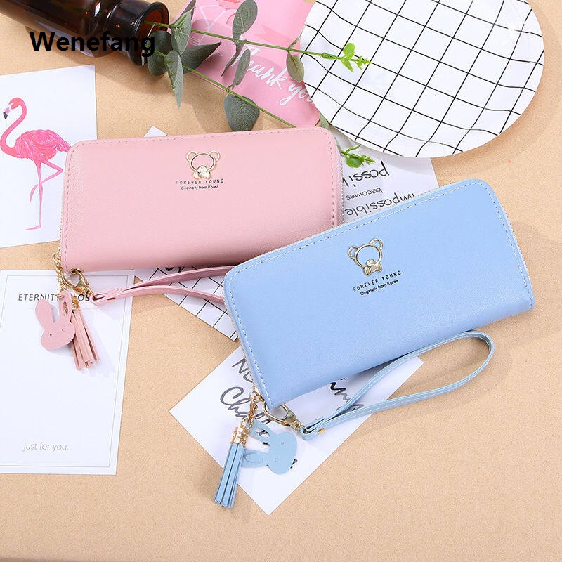 Wenefang Sweet Cute Cub Zipper Women Zero Wallet Mini Bagins小钱包女长款学生韩版可爱小熊拉链女士零钱包迷你包