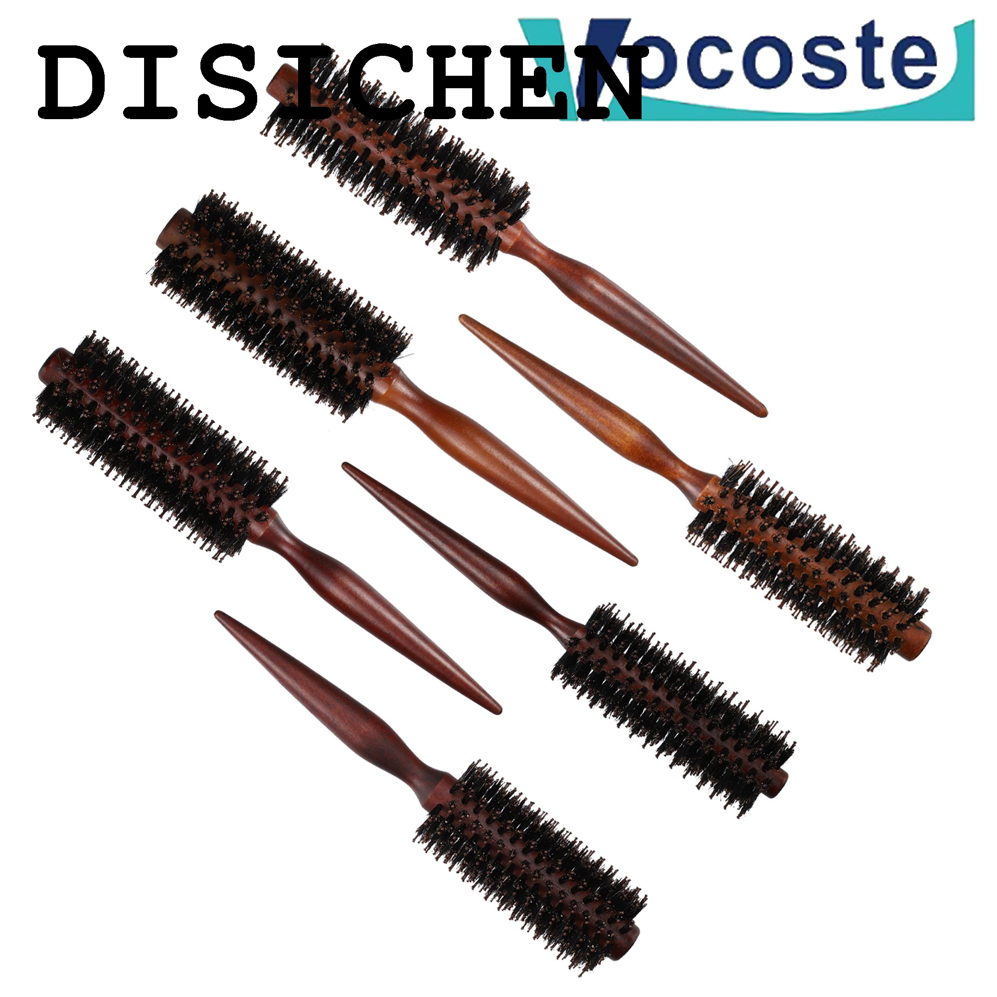 DISICHEN Special VOCOSTE Professional Hair Roller Round Combs Wood Handle Bristle Hair Comb Hairdressing Combs Round Curling Brush Styling Tools