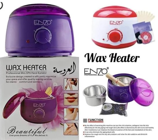 Enzo Wax Heater With 100g Wax Beans And 10pcs Spatula For Hard, Strip And Paraffin Waxing