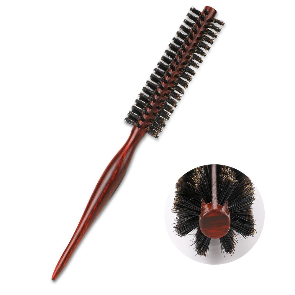 New Anti Static Small Round Brush Hair Brush Styling Hair Tool Teasing Brush Wooden Handle Boar Bristle Hair Brush Home