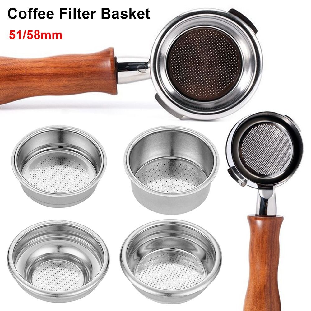 1Pcs New 1Cup 2Cup Coffee Filter Basket 51/58mm Pressure Clean Basket 304 Stainless Steel Single Layer Coffee Machine Filter Barista Tools