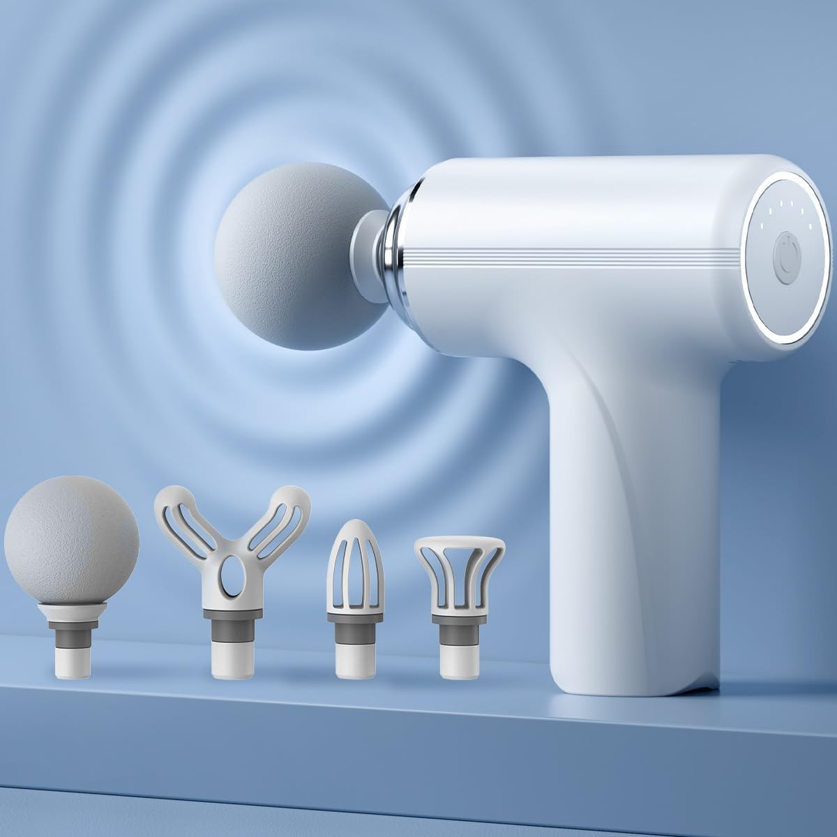 Mini Massage Gun 6 Speed | Portable Body Massager with Multiple Heads | Rechargeable Type-C Muscle Relaxation Device (Multi Colour)