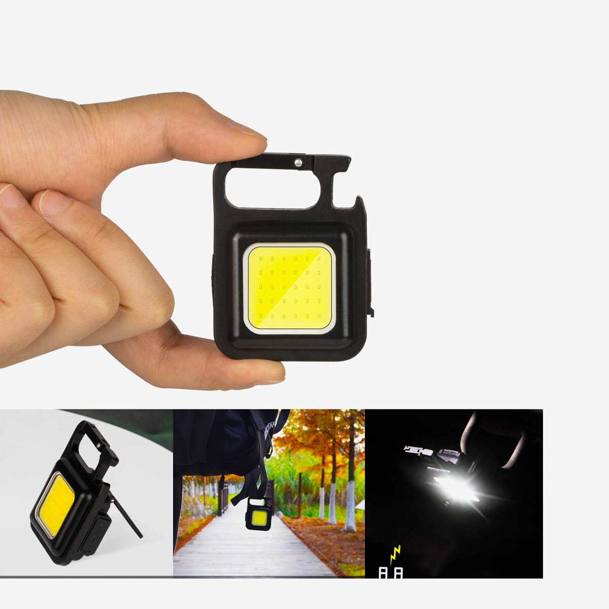 COB Rechargeable Keychain Mini Small Flashlight 3 Light Modes Portable Pocket Light