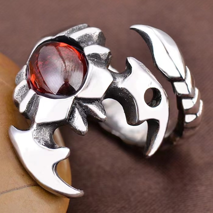 【Special offer】Ins Trendy Men's Domineering Scorpion Ruby Ring Punk Style Hip Hop Personality Fashion OL Creative Chic Animal Ring